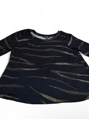 Liverpool Black Long-Sleeve Top with animal print